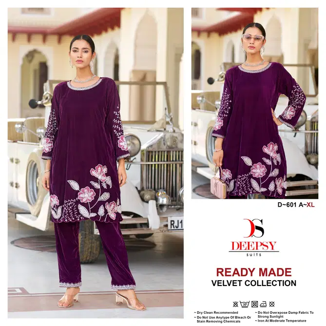 D 601 A To D By Deepsy Winter Wear Velvet Pakistani Top With Bottom Wholesale Price In Surat